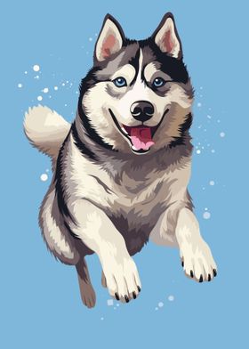 Jumping Husky Vector Art