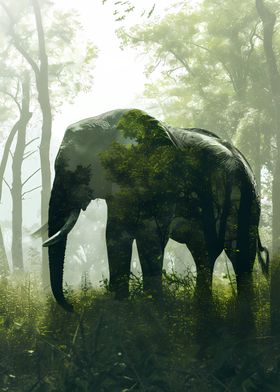 Elephant Double Exposure