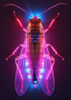 Insect in neon light