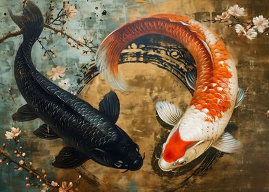 Yin yang koi fish Japan