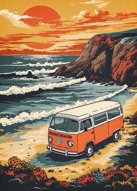 van on the beach 