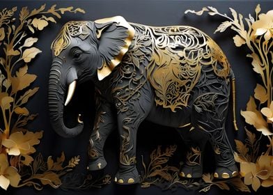 Golden Elephant Wall Art