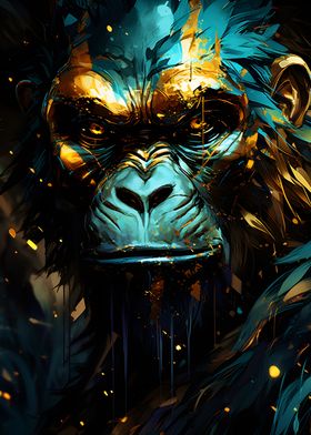 Gorilla Monkey Gold Paint