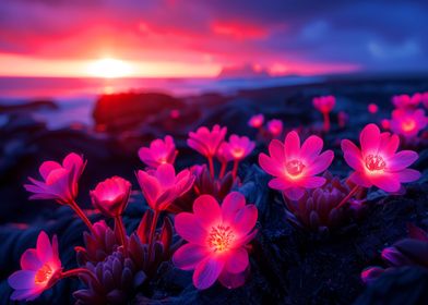 Glowing Purple Flowers Zen