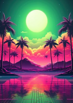 Abstract Retrowave Horizon