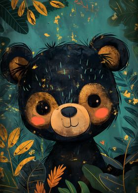 Cute Watercolor Black Bear