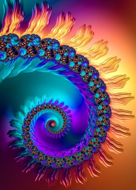 Colorful Fractal Spiral 01