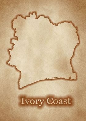 Ivory Coast map vintage 