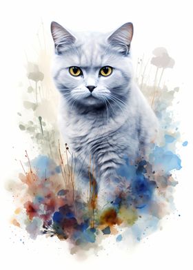 Watercolor Shorthair Cat