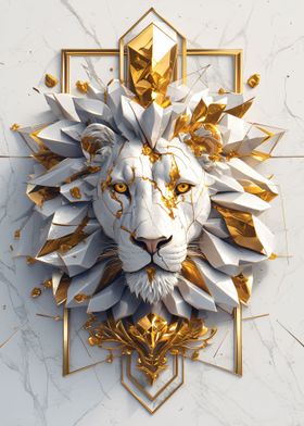 white lion kintsugi art