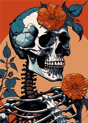 Floral Skeleton Pop Art 9