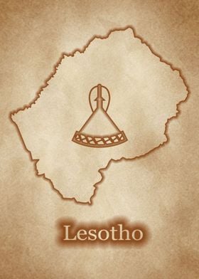 Lesotho map vintage glow  