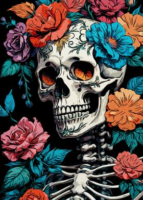 Floral Skeleton Pop Art 6