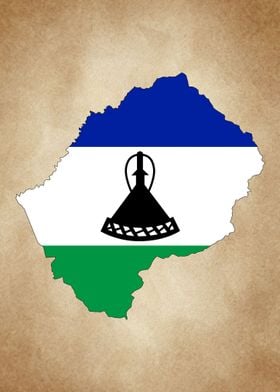 Lesotho map vintage 