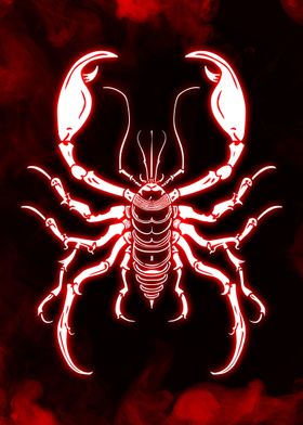 Drawing Scorpion Red Neon