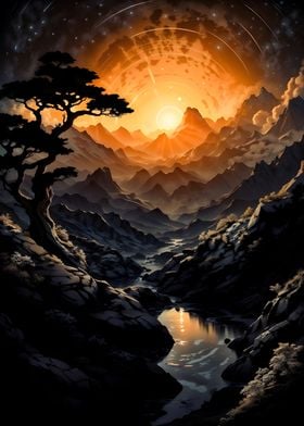 Dark Sunset Landscape