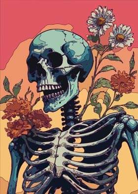 Floral Skeleton Pop Art 3