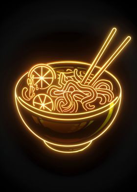 Ramen Noodle Golden Neon