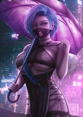 Cyberpunk Blue Hair Girl