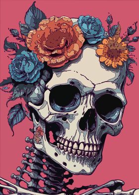 Floral Skeleton Pop Art 2