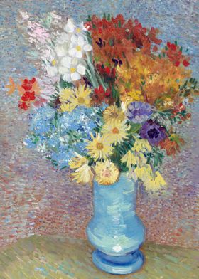 Flowers in a blue vase