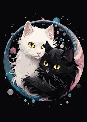 Anime White and Black Cat