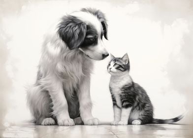 Cute Dog and Cat Artwork