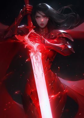 Red Female Fantasy Warrior