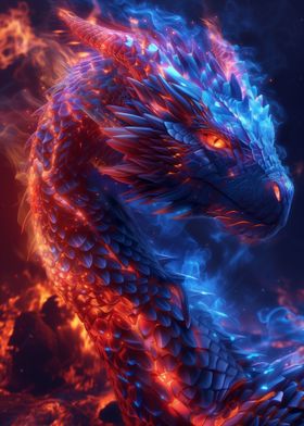 Fiery Blue Dragon