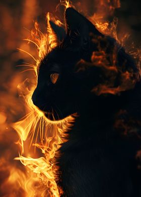 Elemental Burning Fire Cat