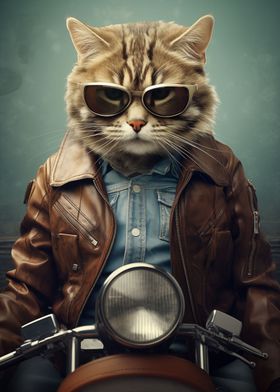 Cat Biker Funny Animal