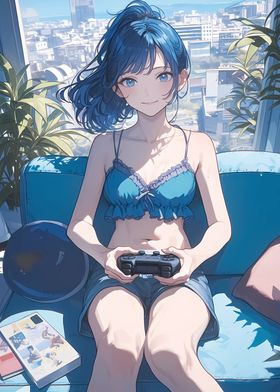 Bikini Anime Girl Gamer