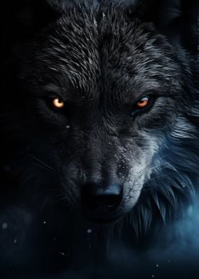 black Wolf orange eyes