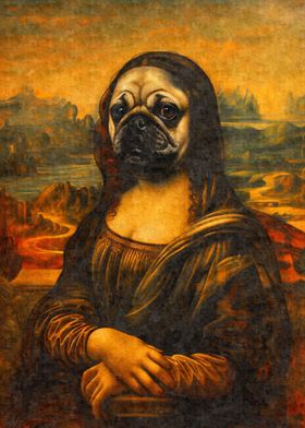 Funny Pug Mona Lisa