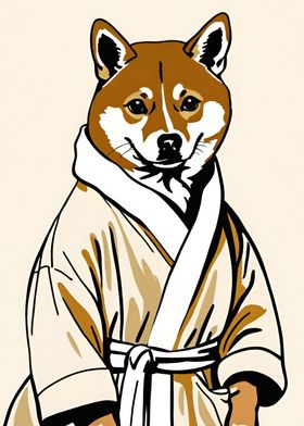 Shiba Dog Bathrobe Poster