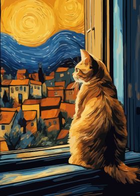 Starry Night Cat 