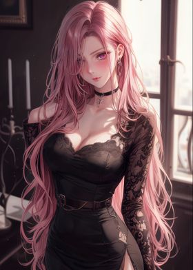 Anime Girl Pink Hair WAIFU