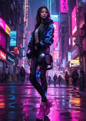 A pulsating neon cyberpunk