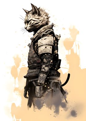 Samurai Cat Painting