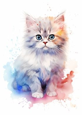 Persian Cat in Watercolor