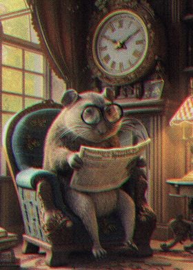 Mouse Reads Newspaper
