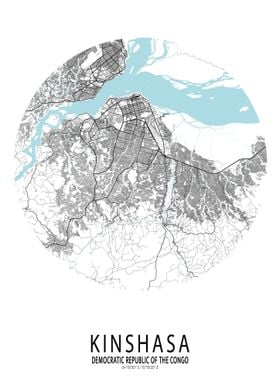 Kinshasa City Map Circle