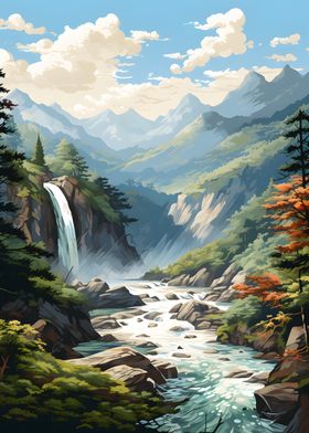 WaterFall Landscapes paint