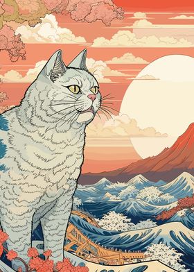 Cat Japanese Landscape