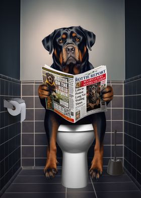 Rottweiler on the Toilet