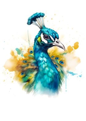 Bird Peacock watercolor