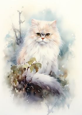 Persian Cat in Watercolor