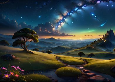 Starry sky Landscape Dream