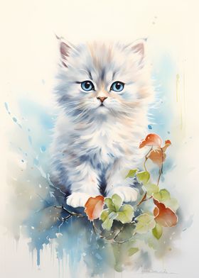 Watercolor Persian Cat