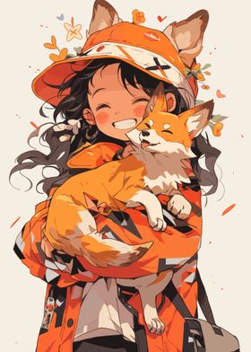 Kawaii Girl with Fox